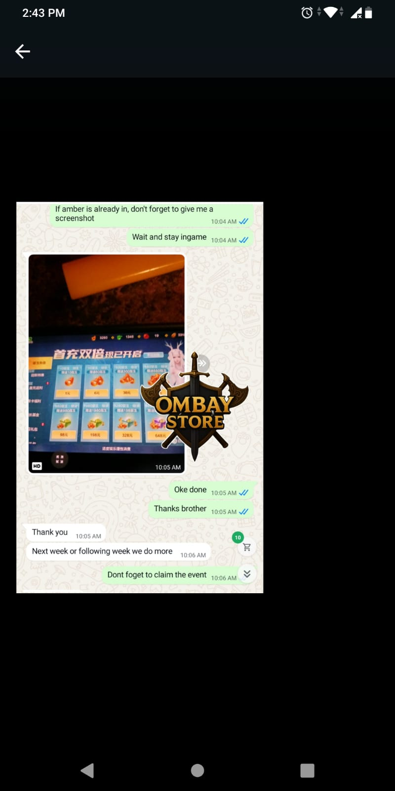Ombay Store testimonial